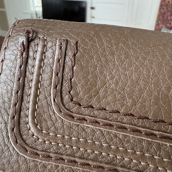 Chloe Marcie Long Wallet Bifold Purse Tassel Leather Gray Brown Taupe Authentic - Picture 13 of 14